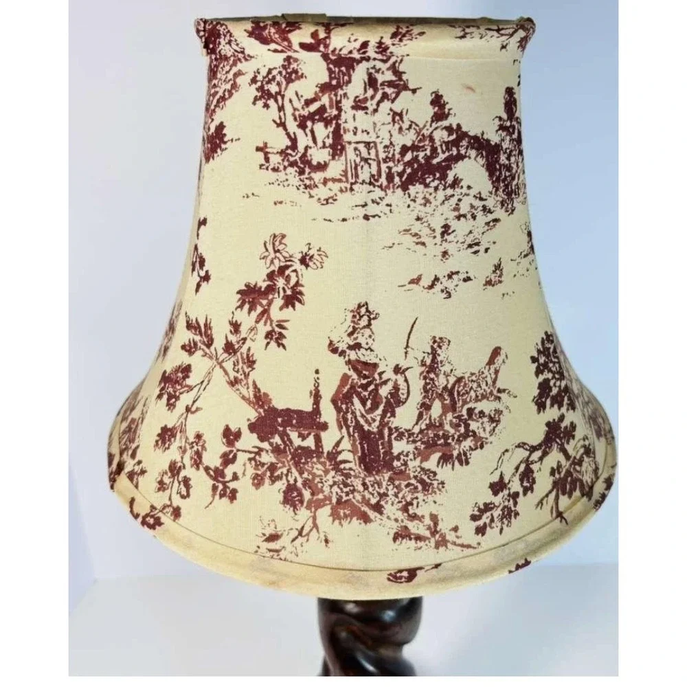 Hand-Carved Barley Twist Wood Table Lamp  17